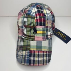 NWT Polo Ralph Lauren Men’s Hat  Patchwork Madras Ball Cap Adjustable